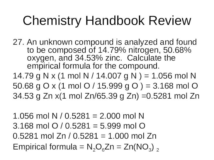 Chemistry Handbook Review 6calculate The Mass Of 689 Mol Of Antimony